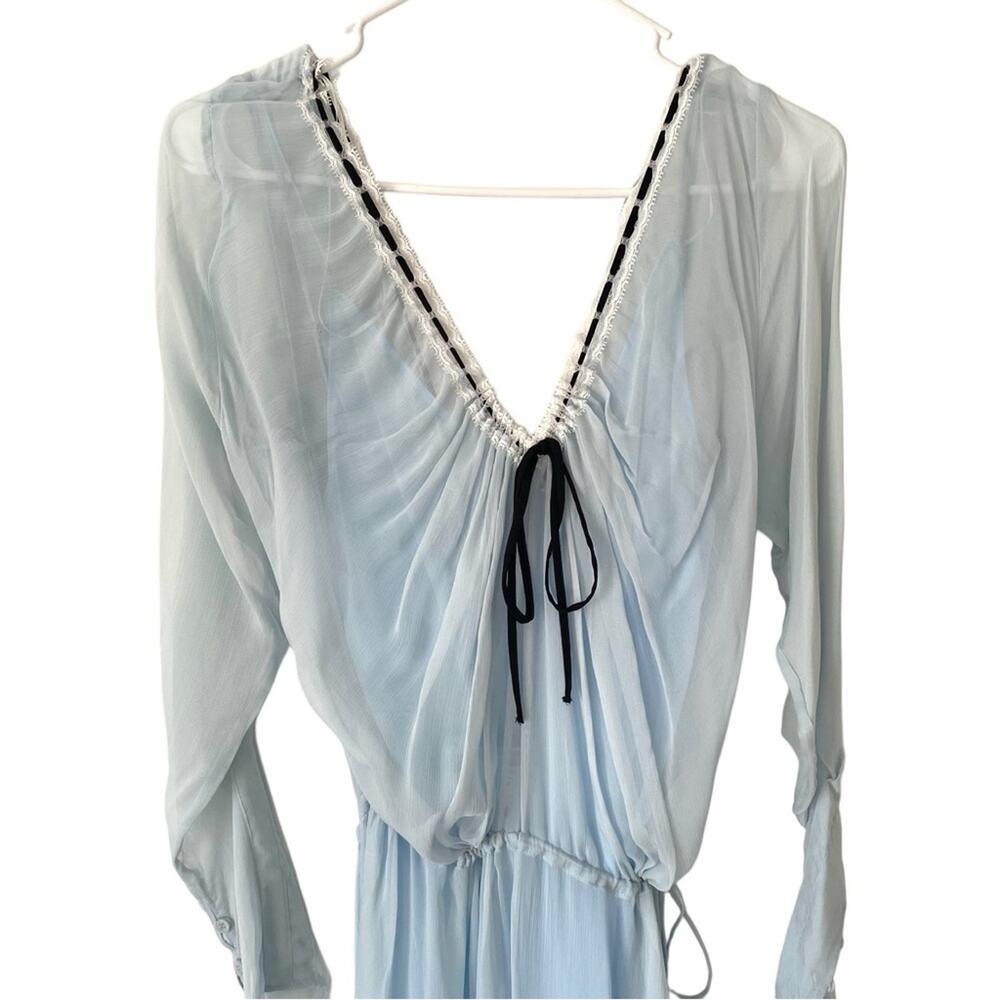 Zara NWTs Elegant Sheer Chiffon Blue Nightgown size small - Picture 9 of 13